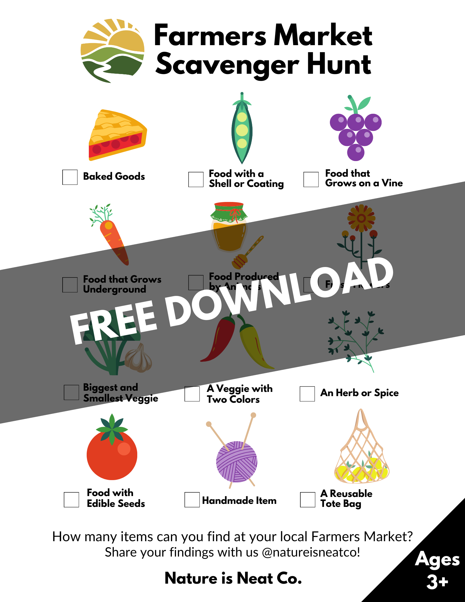 FREE Farmers Market Scavenger Hunt Nature Supply Co