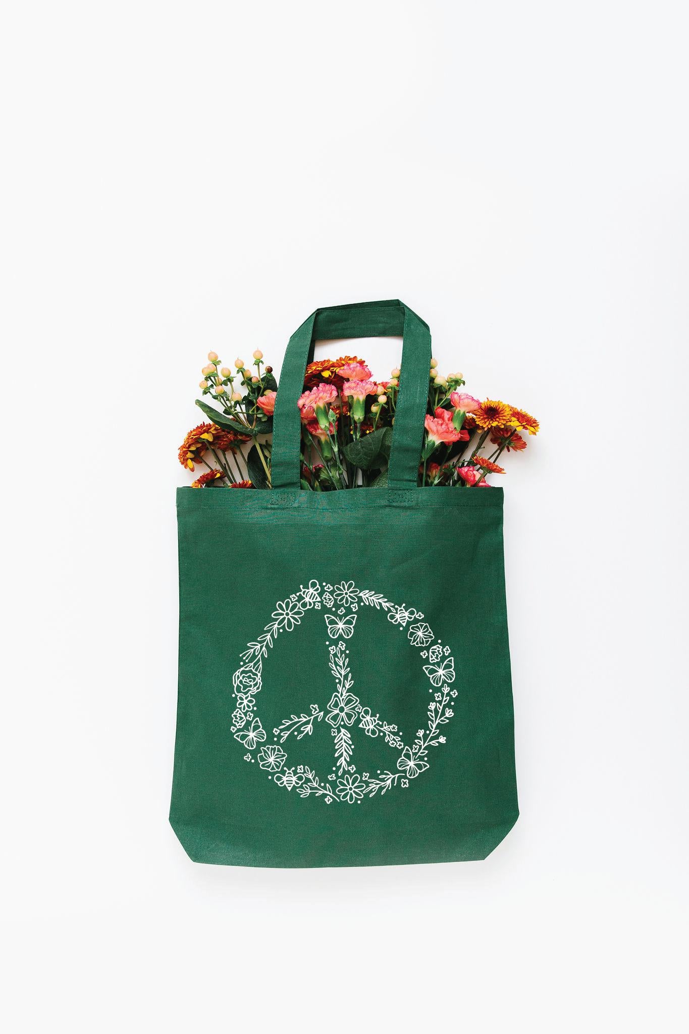 Floral Peace - White Tote Bag - Frankly Wearing